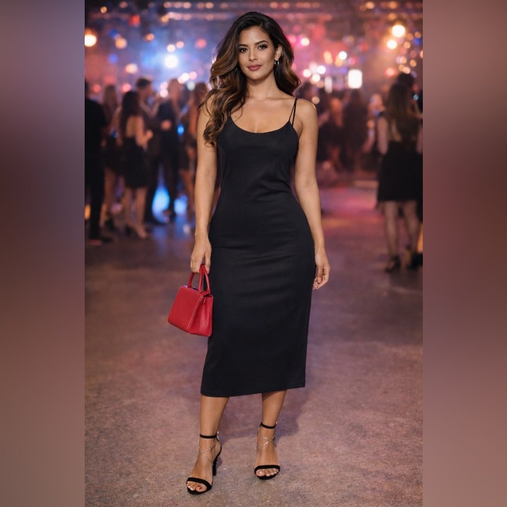 House of Harlow 1960 Black Bodycon Midi Dress | Size M